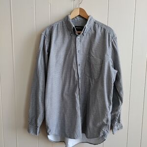 Eddie Bauer Houndtooth Corduroy Button Down Shirt Size L Tall